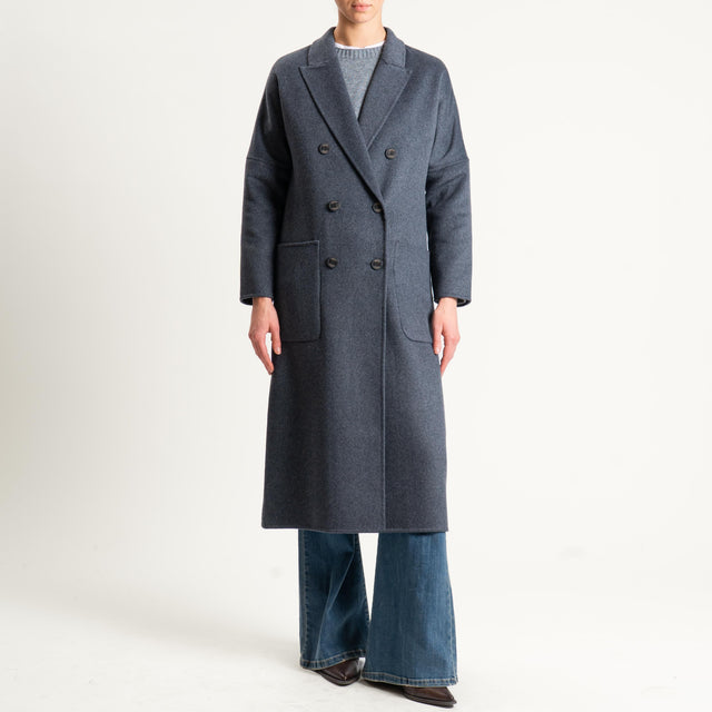 Vicolo-Cappotto hand made doppiopetto misto lana - antracite