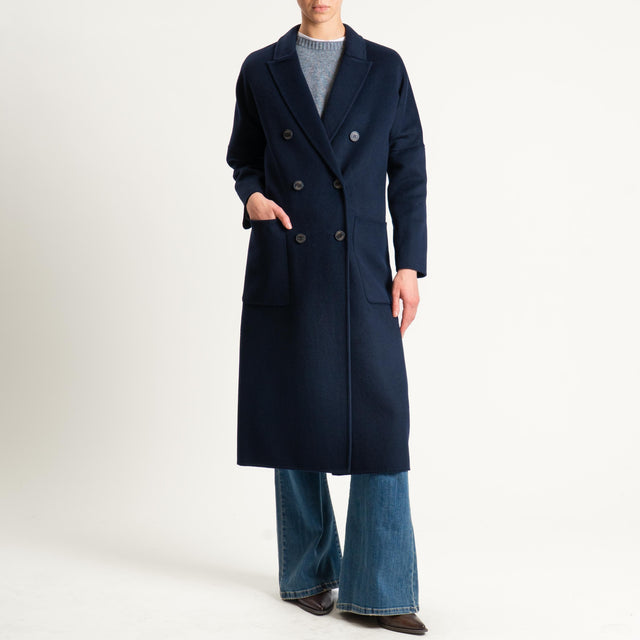 Vicolo-Cappotto hand made doppiopetto misto lana - blu