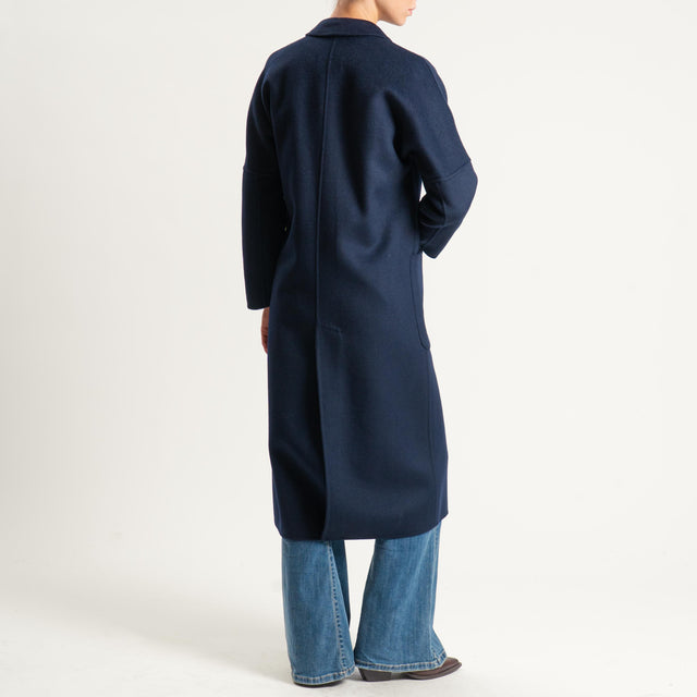 Vicolo-Cappotto hand made doppiopetto misto lana - blu