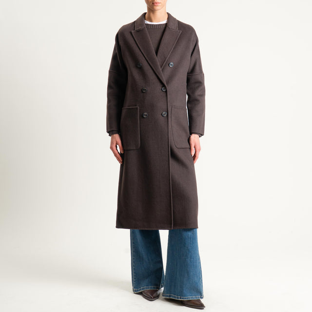 Vicolo-Cappotto hand made doppiopetto misto lana - moro