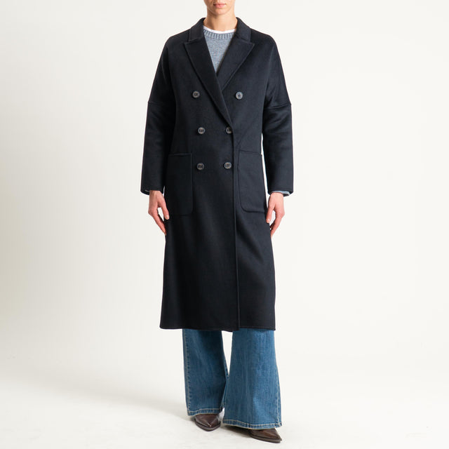 Vicolo-Cappotto hand made doppiopetto misto lana - nero