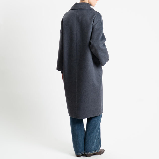 Vicolo-Cappotto doppiopetto hand made misto lana - antracite