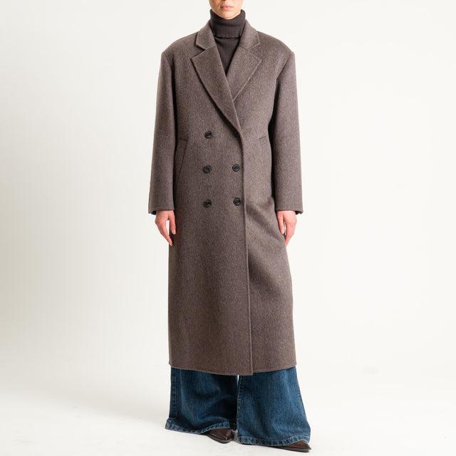 Vicolo-Cappotto doppiopetto hand made misto lana - tortora