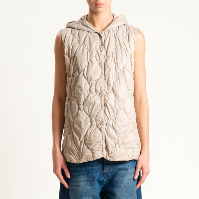 Vicolo-Gilet trapuntato 100 grammi con cappuccio - mastice