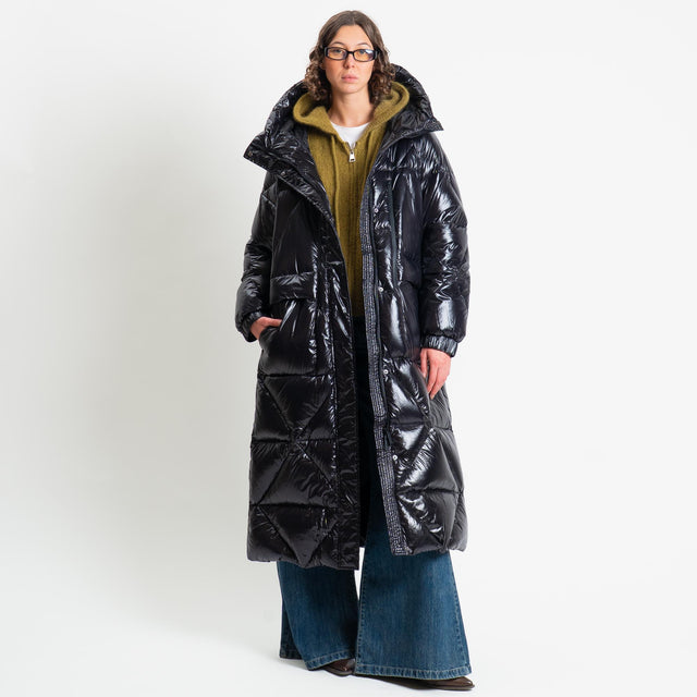 Vicolo-Piumino lungo con cappuccio - nero