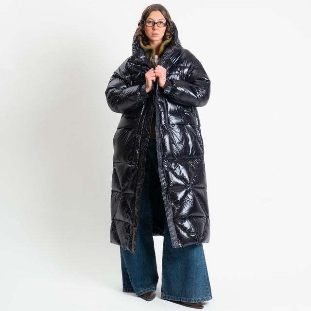 Vicolo-Piumino lungo con cappuccio - nero