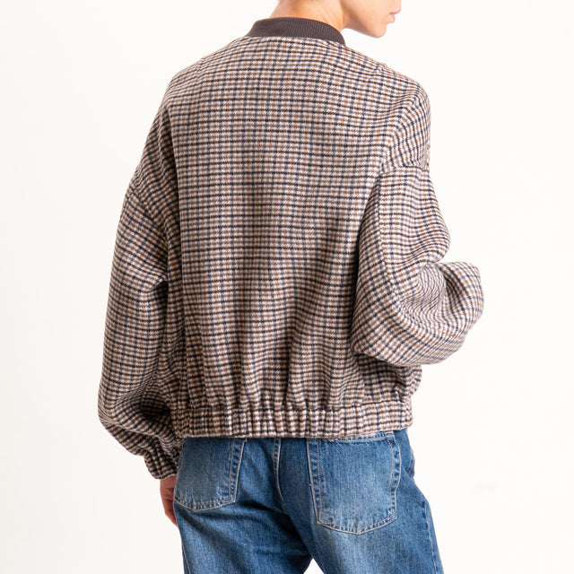 Vicolo-Bomber fantasia hand made misto lana - moro/sand/taupe