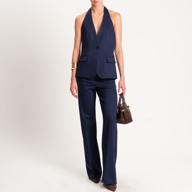 Vicolo-Gilet gessato punto milano - blu