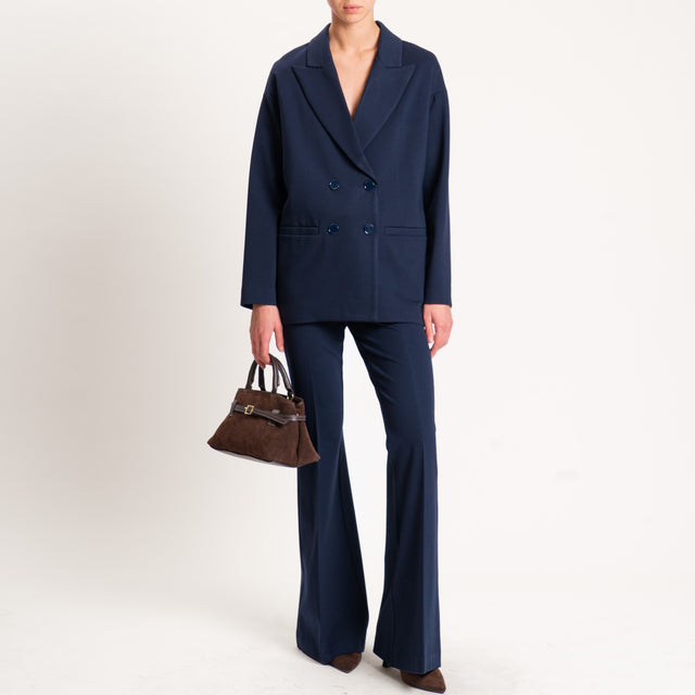 Vicolo-Pantalone punto milano bootcut - blu