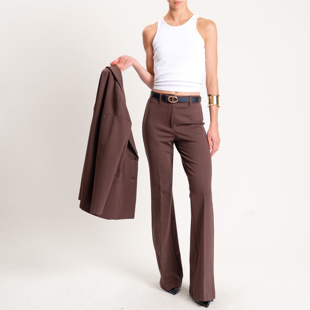 Vicolo-Pantalone punto milano bootcut - moro