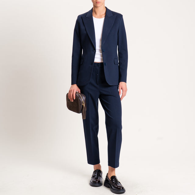 Vicolo-Pantalone punto milano con elastico dietro - blu