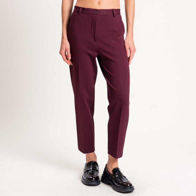 Vicolo-Pantalone punto milano con elastico dietro - Bordeaux