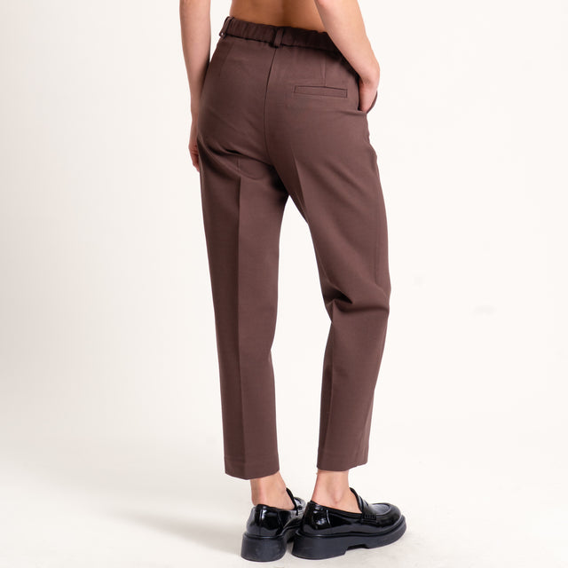 Vicolo-Pantalone punto milano con elastico dietro - moro