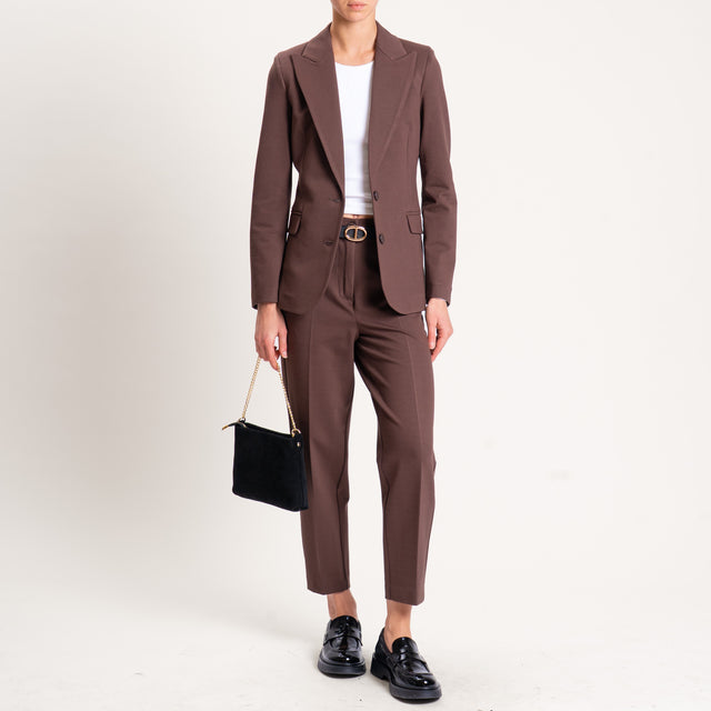 Vicolo-Pantalone punto milano con elastico dietro - moro
