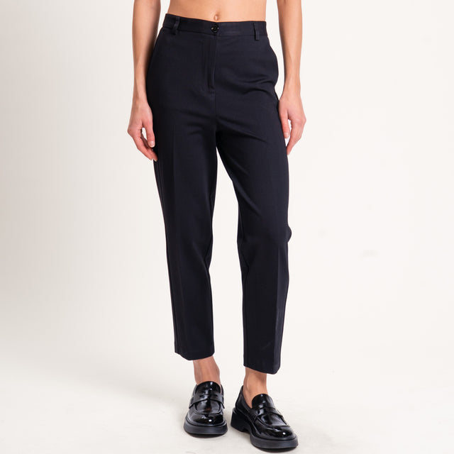 Vicolo-Pantalone punto milano con elastico dietro - nero