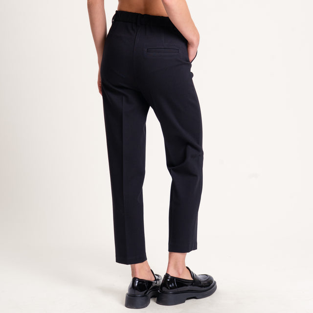 Vicolo-Pantalone punto milano con elastico dietro - nero