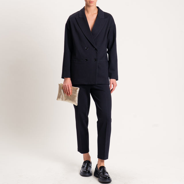 Vicolo-Pantalone punto milano con elastico dietro - nero