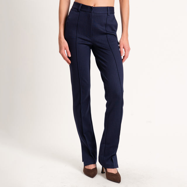 Vicolo-Pantalone gessato punto milano con pinces - blu