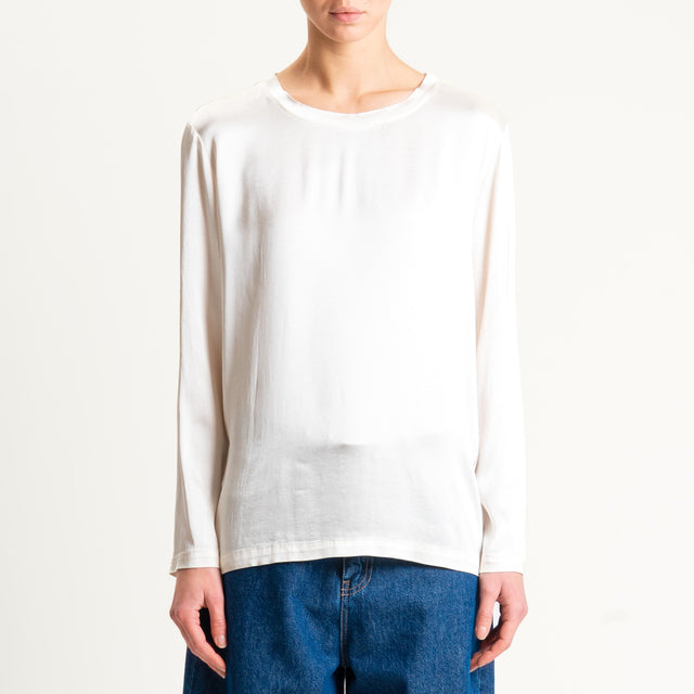 Vicolo-Blusa manica lunga raso elasticizzato - burro