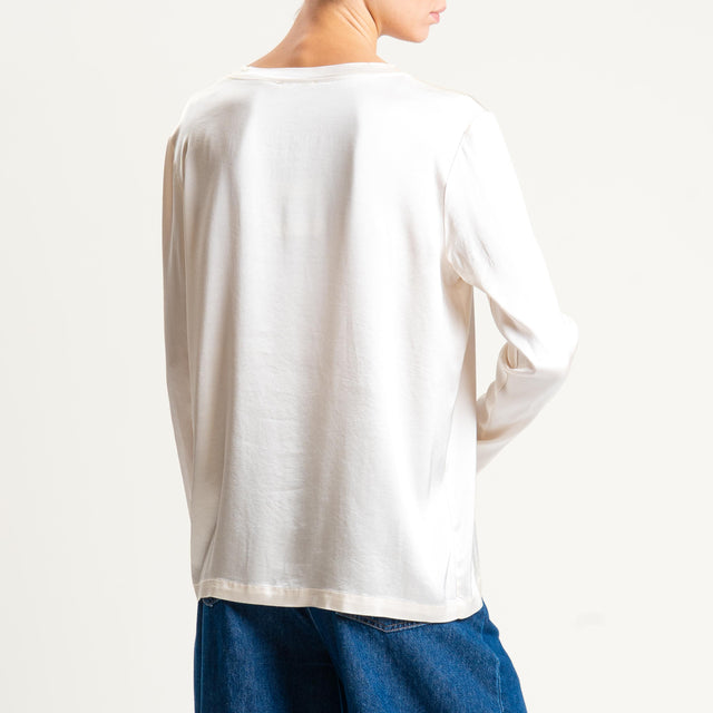 Vicolo-Blusa manica lunga raso elasticizzato - burro