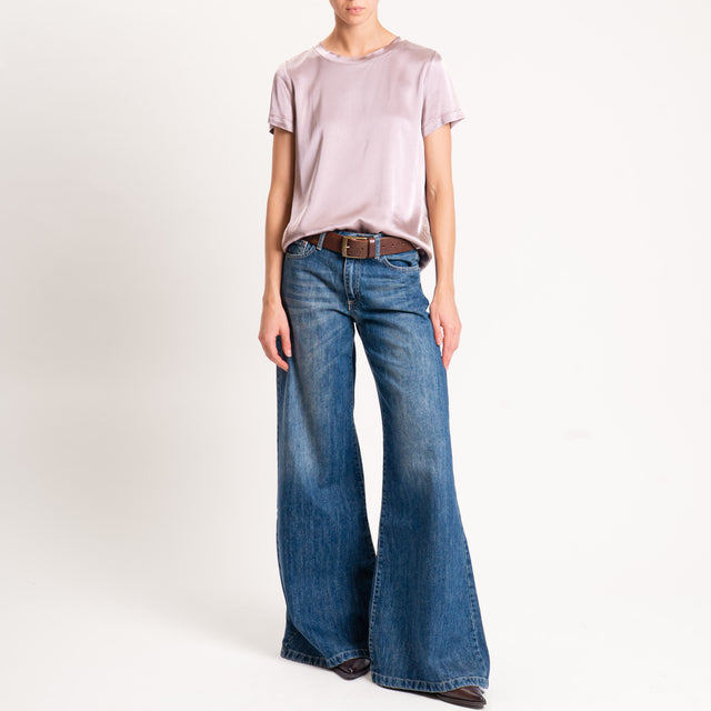 Vicolo-Blusa satin elasticizzata mezza manica - old rose