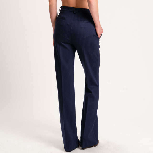 Vicolo-Pantalone gessato punto milano - blu