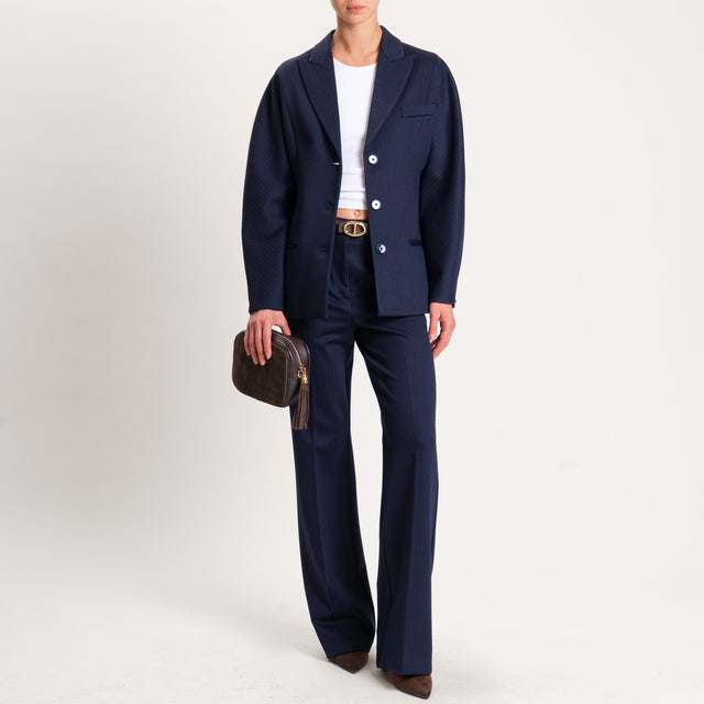 Vicolo-Pantalone gessato punto milano - blu