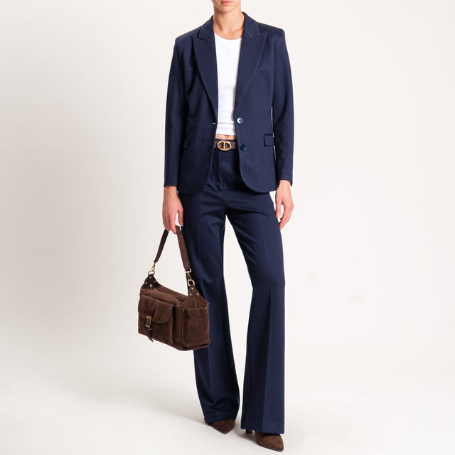 Vicolo-Pantalone gessato punto milano - blu