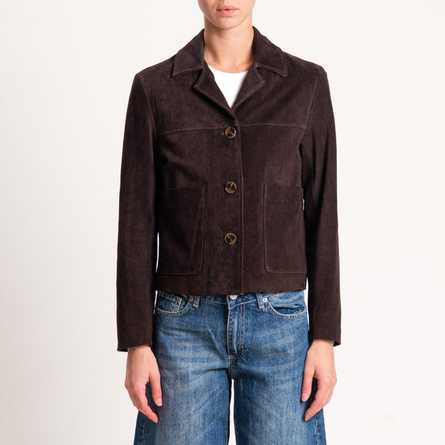 Vicolo-Giacca scamosciata 100% genuine leather - moro