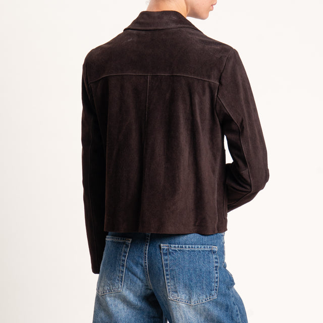 Vicolo-Giacca scamosciata 100% genuine leather - moro