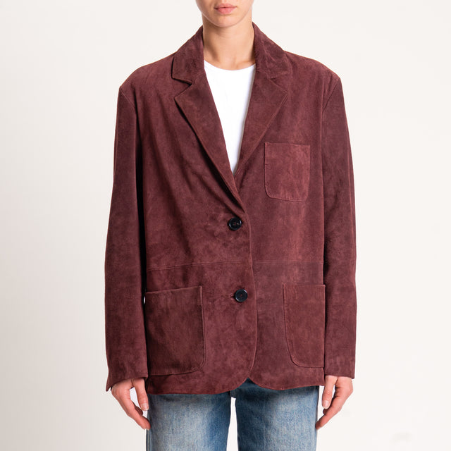 Vicolo-Giacca scamosciata oversize 100% genuine leather - bordeaux