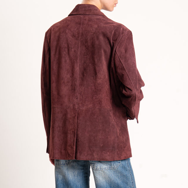 Vicolo-Giacca scamosciata oversize 100% genuine leather - bordeaux