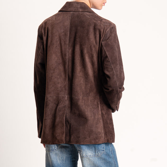 Vicolo-Giacca scamosciata oversize 100% genuine leather - moro