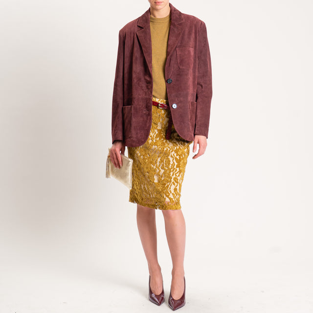 Vicolo-Giacca scamosciata oversize 100% genuine leather - bordeaux