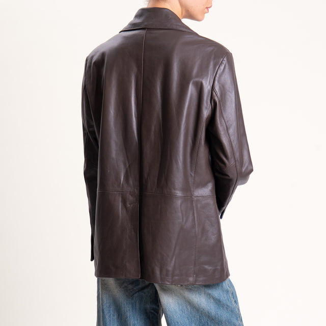 Vicolo-Giacca 100% genuine leather oversize - moro