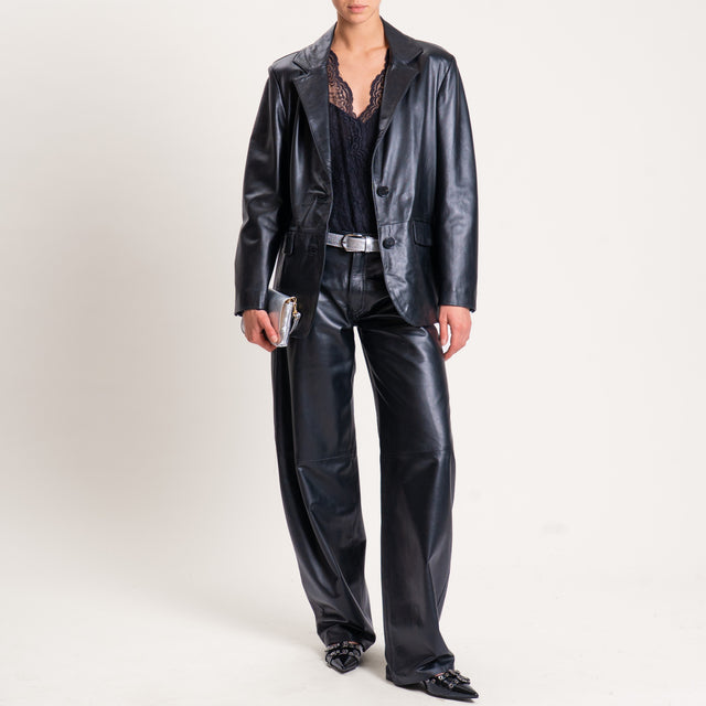 Vicolo-Giacca 100% genuine leather oversize - nero