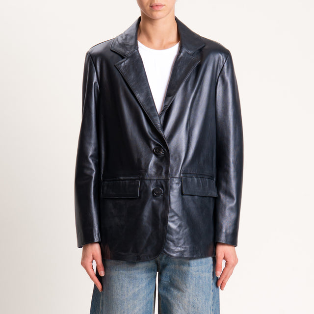 Vicolo-Giacca 100% genuine leather oversize - nero