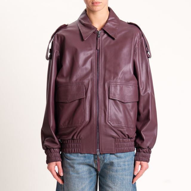 Vicolo-Giacca bomber 100% genuine leather - Bordeaux