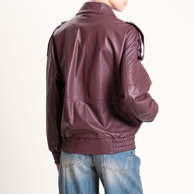 Vicolo-Giacca bomber 100% genuine leather - Bordeaux
