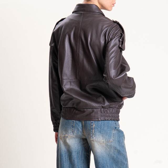 Vicolo-Giacca bomber 100% genuine leather - moro