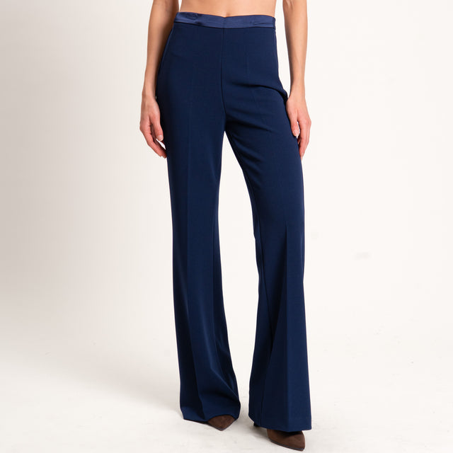 Vicolo-Pantalone crêpe bootcut elasticizzato - blu