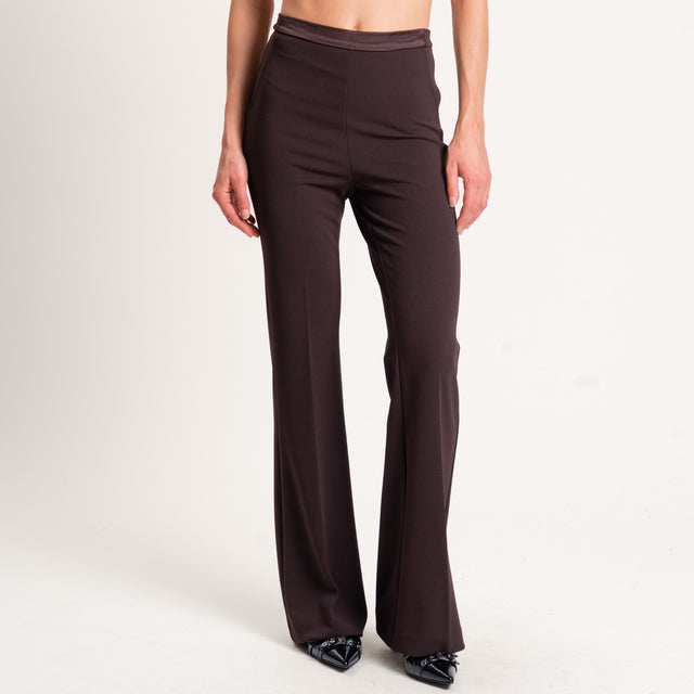 Vicolo-Pantalone crêpe bootcut elasticizzato - moro