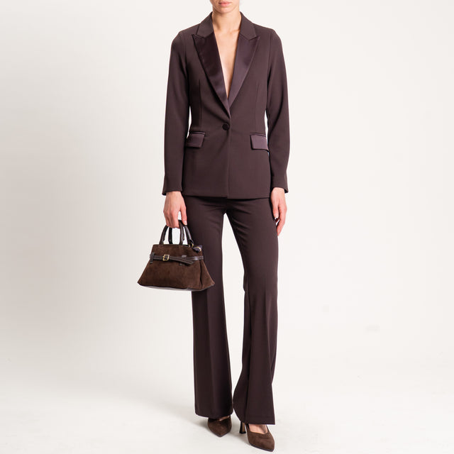 Vicolo-Pantalone crêpe bootcut elasticizzato - moro