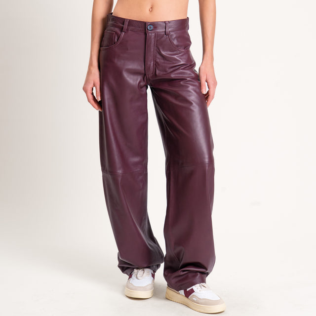 Vicolo-Pantalone 100% genuine leather 5 tasche - Bordeaux