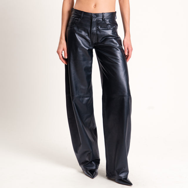 Vicolo-Pantalone 100% genuine leather 5 tasche - nero