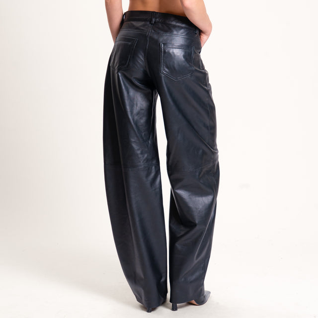 Vicolo-Pantalone 100% genuine leather 5 tasche - nero