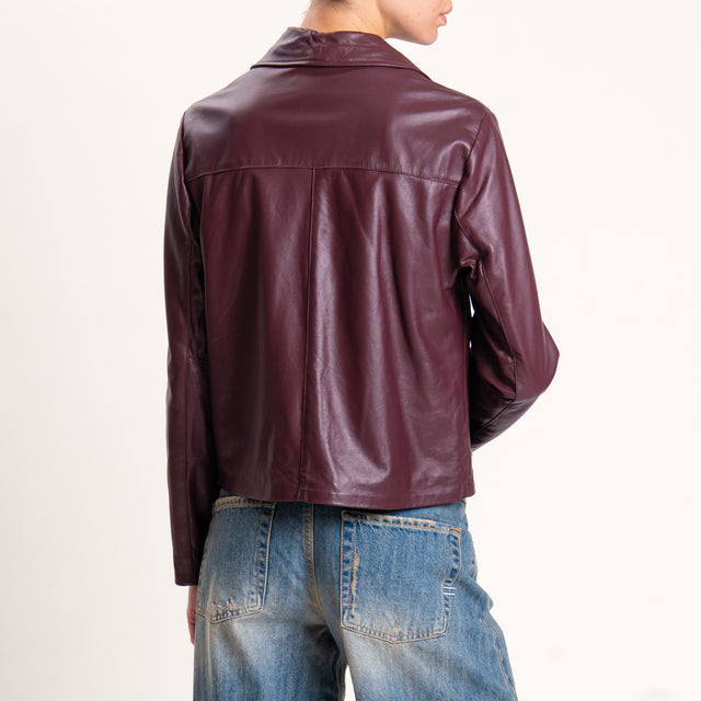 Vicolo-Giacca 100% genuine leather con tasche - Bordeaux