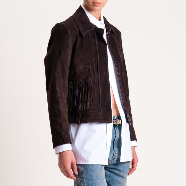 Vicolo-Giacca scamosciata 100% genuine leather - moro