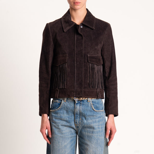 Vicolo-Giacca scamosciata 100% genuine leather - moro