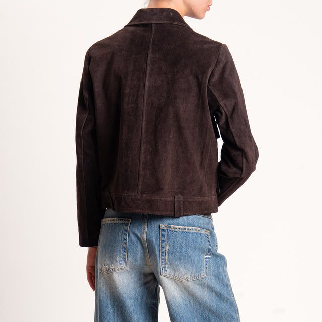 Vicolo-Giacca scamosciata 100% genuine leather - moro
